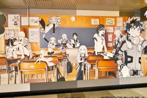 Část manga panoramantu v tokijském metru