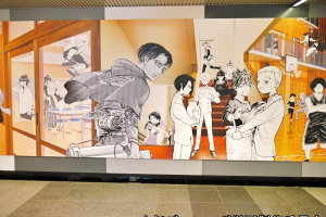 Část manga panoramantu v tokijském metru